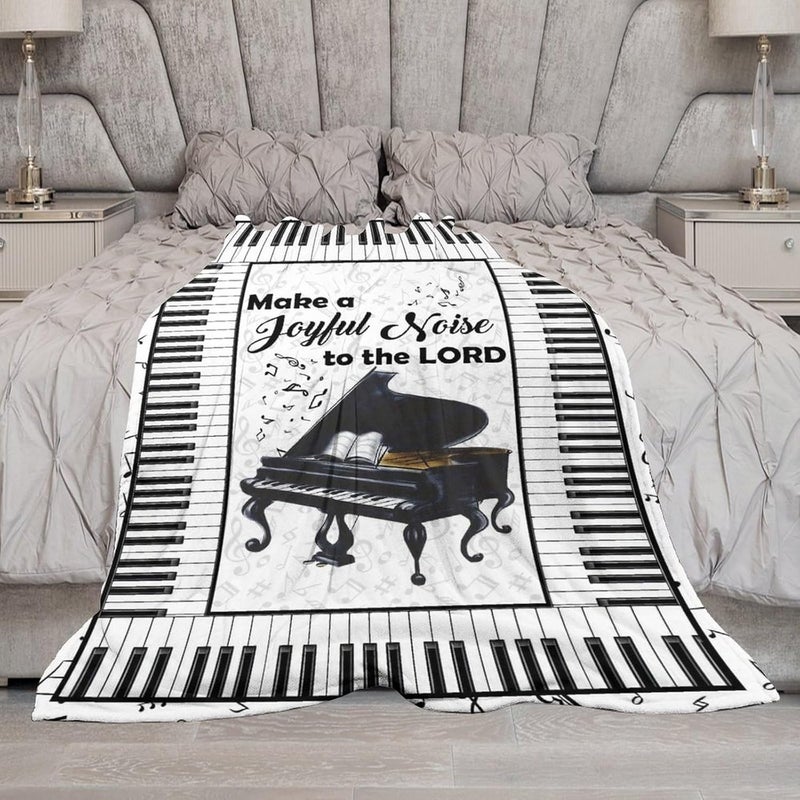 eiffecho Piano Print Blanket Piano Keys Music Notes Musical Throw Blankets for Couch Sofa Bed Stuff Decor Lightweight Soft Cozy Fleece Plush Warm Flannel Blanket Gifts for Girls Boys Kids Adults 40"x50" - Image 3